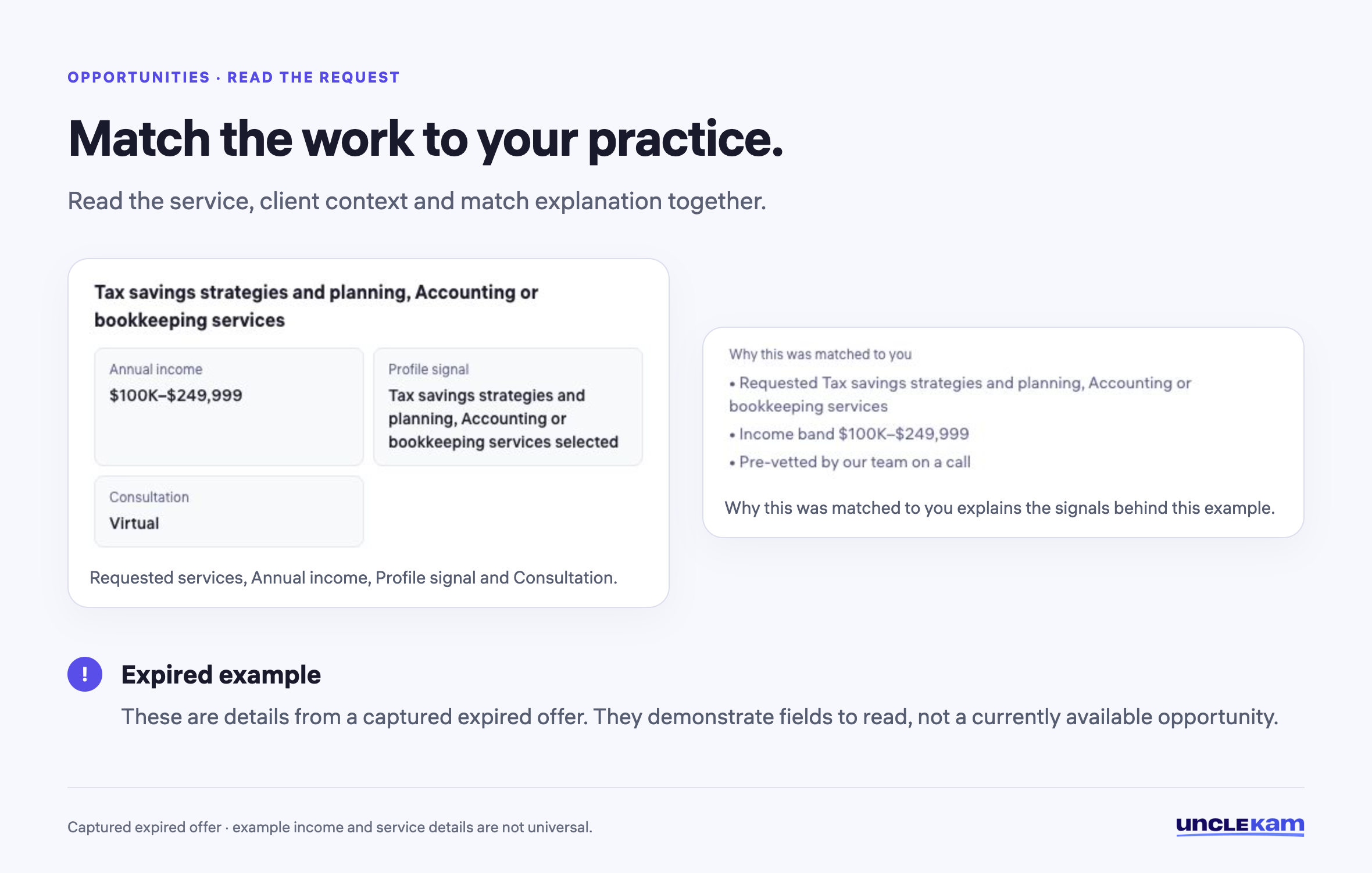 Match the work to your practice.