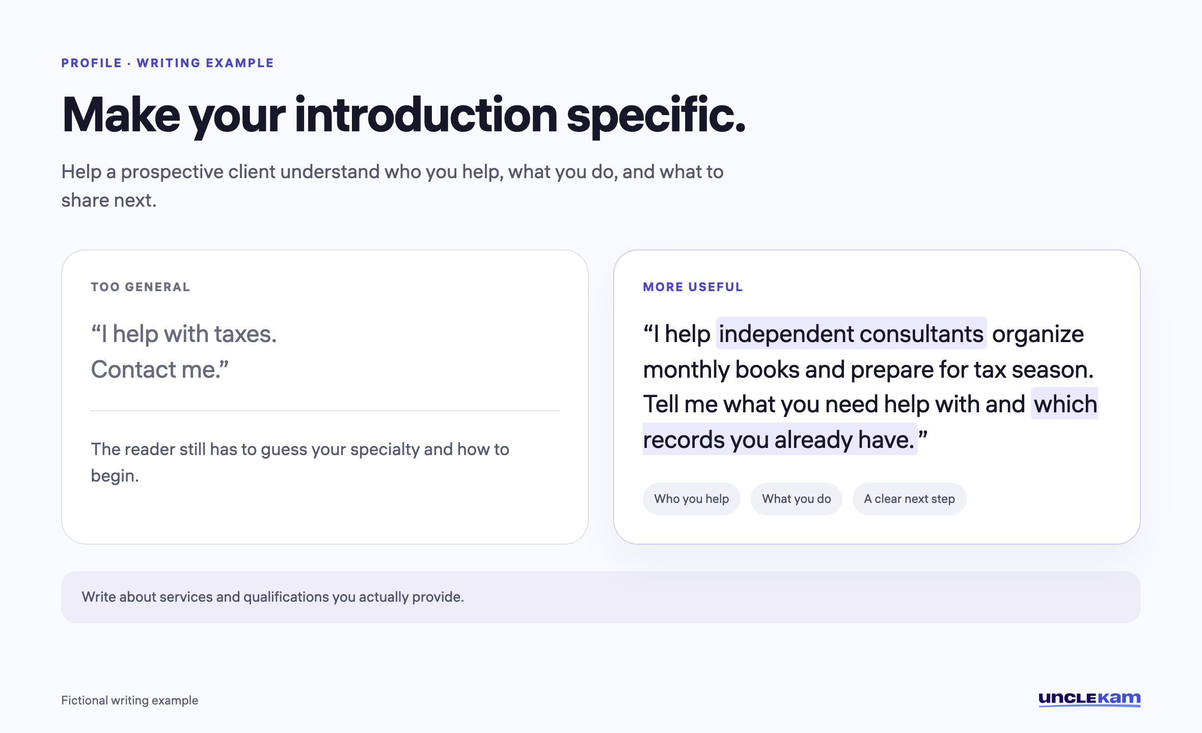 Make your introduction specific.