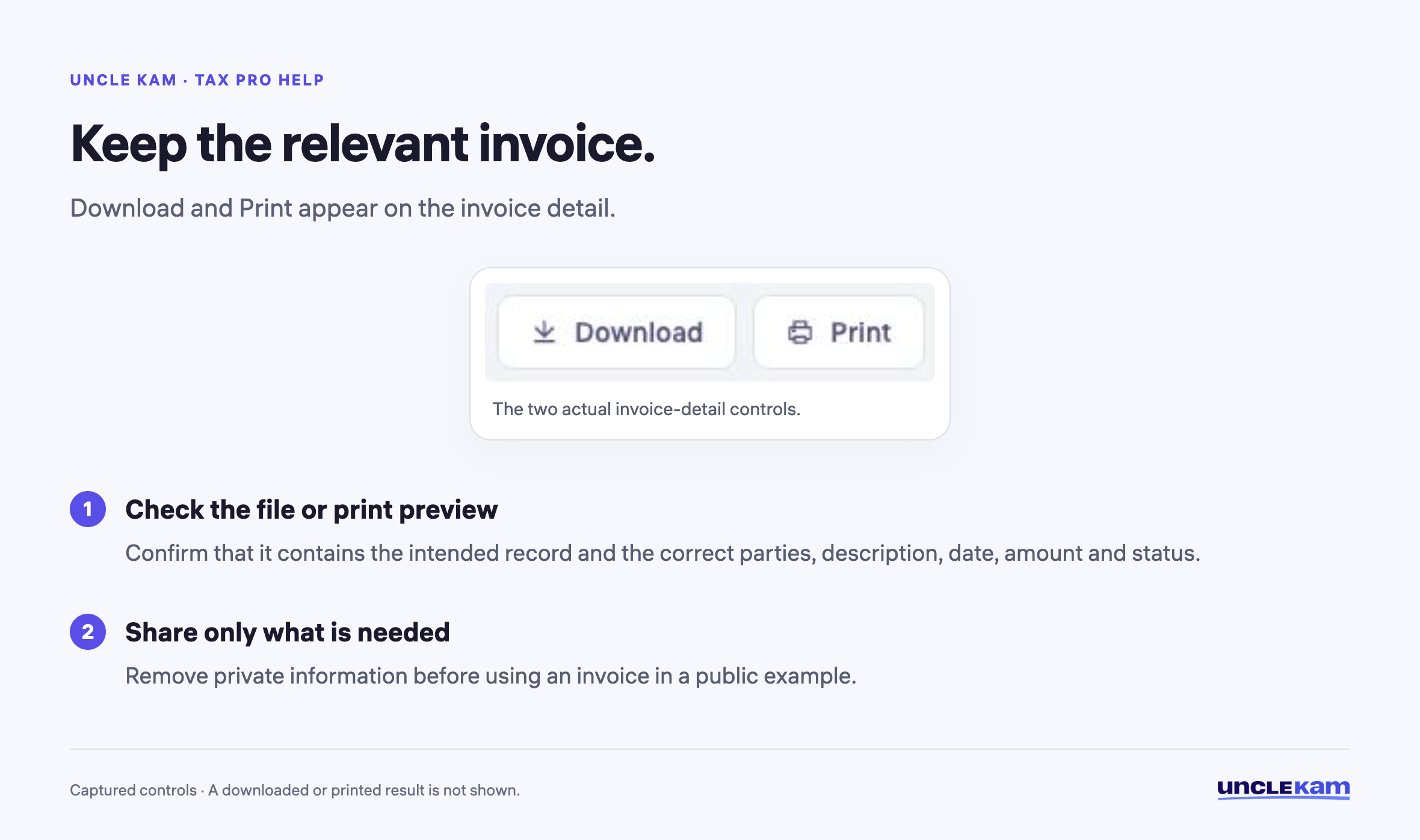 Keep the relevant invoice.