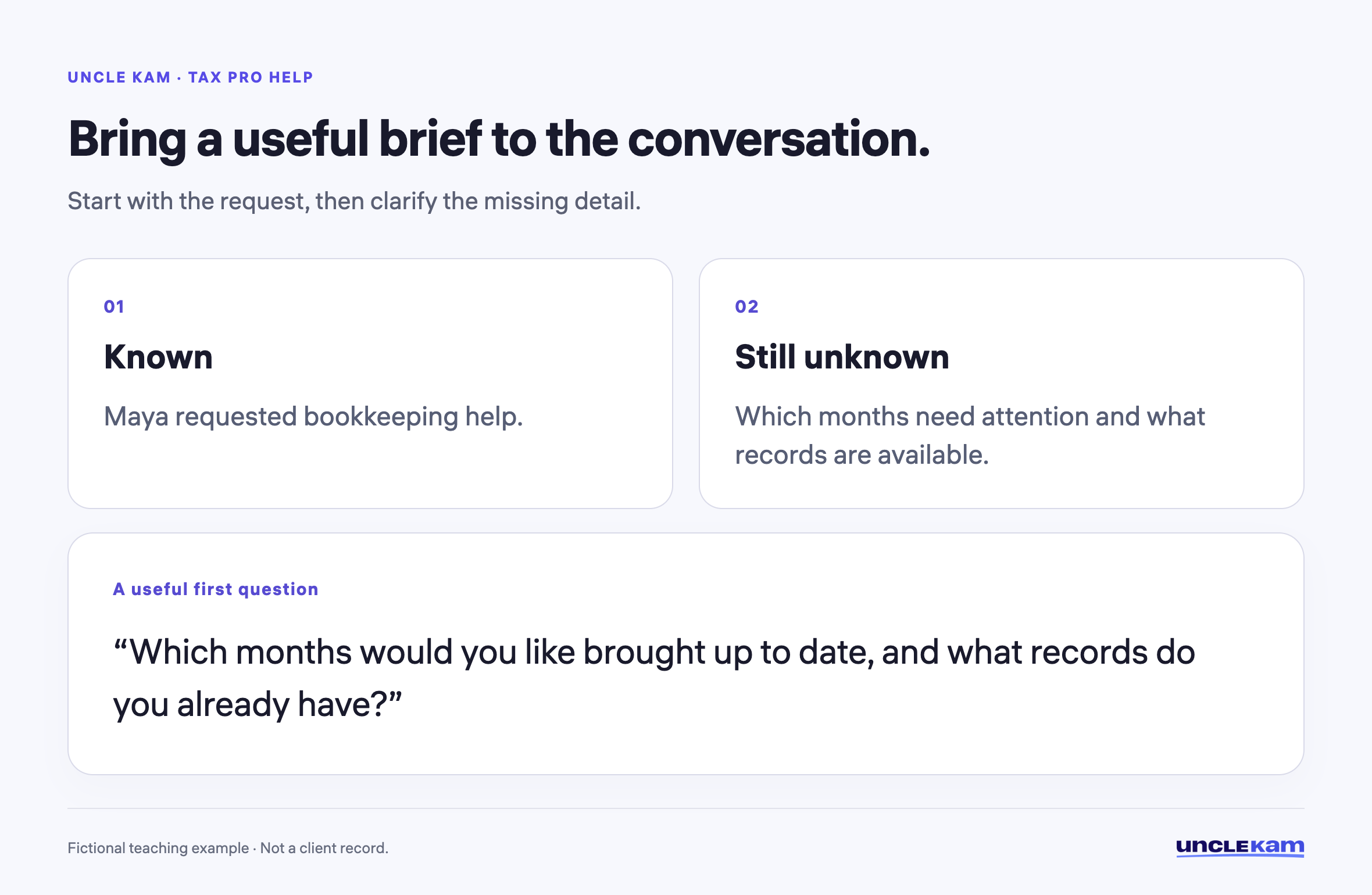 Bring a useful brief to the conversation.