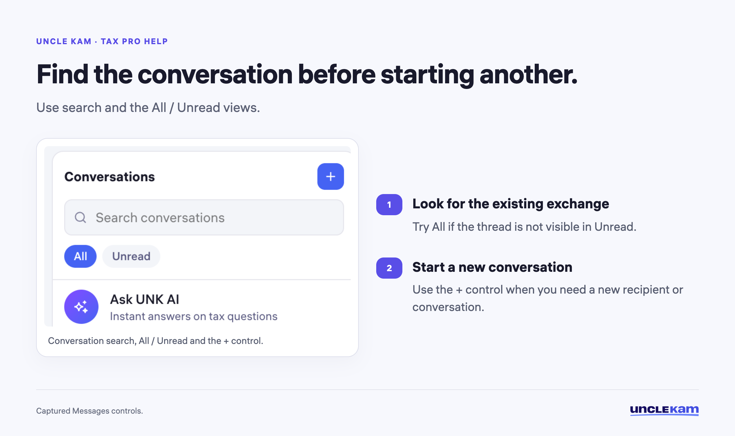 Find the conversation before starting another.
