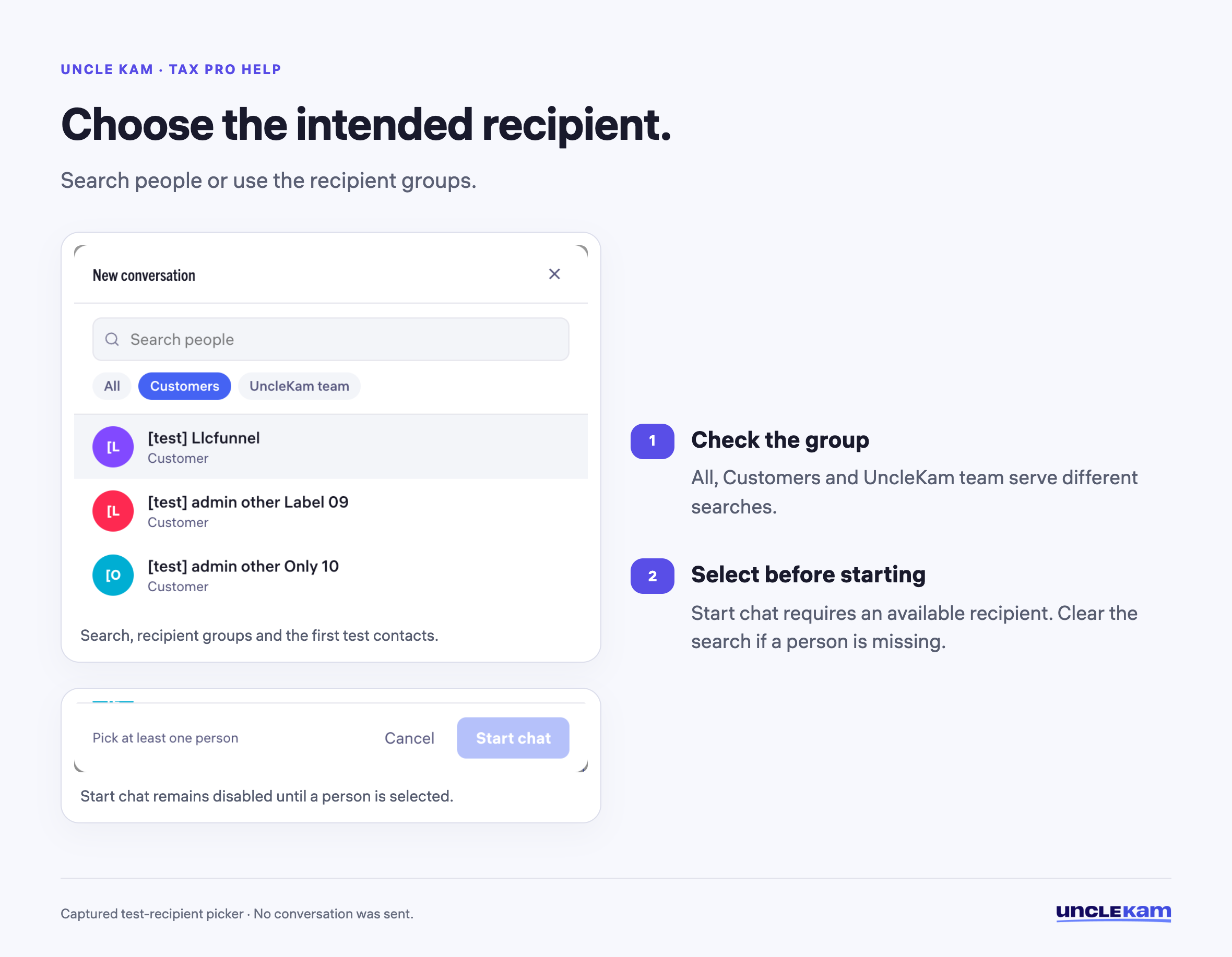 Choose the intended recipient.