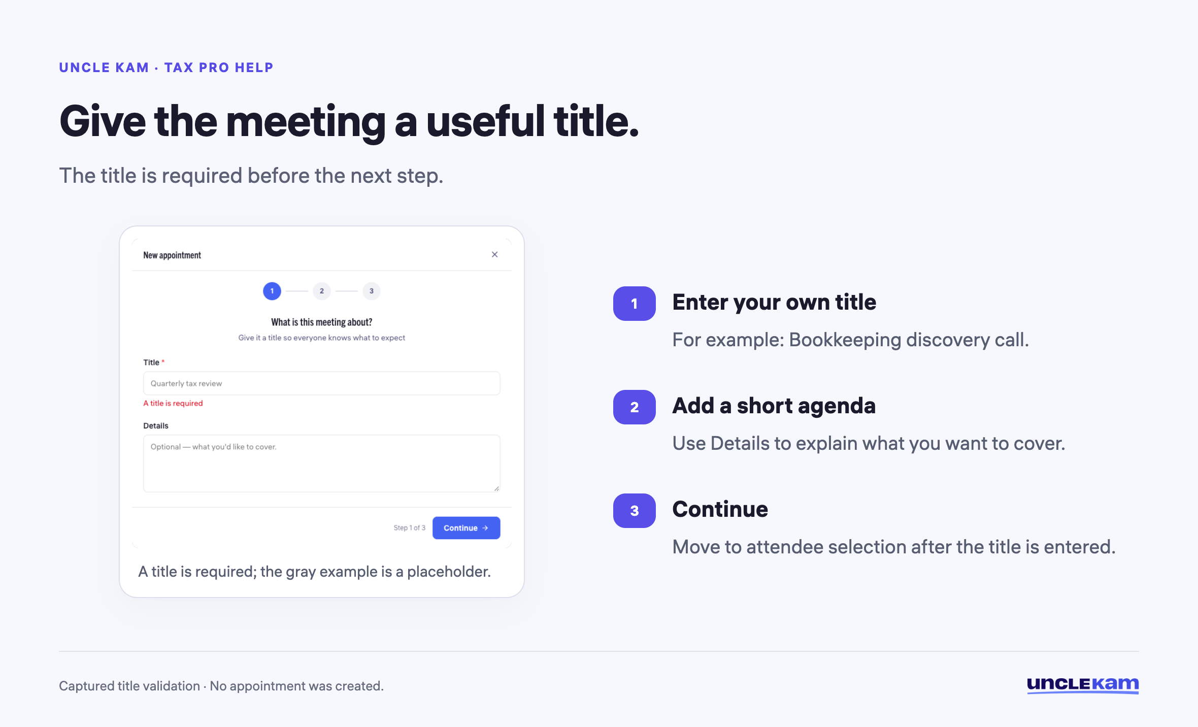 Give the meeting a useful title.