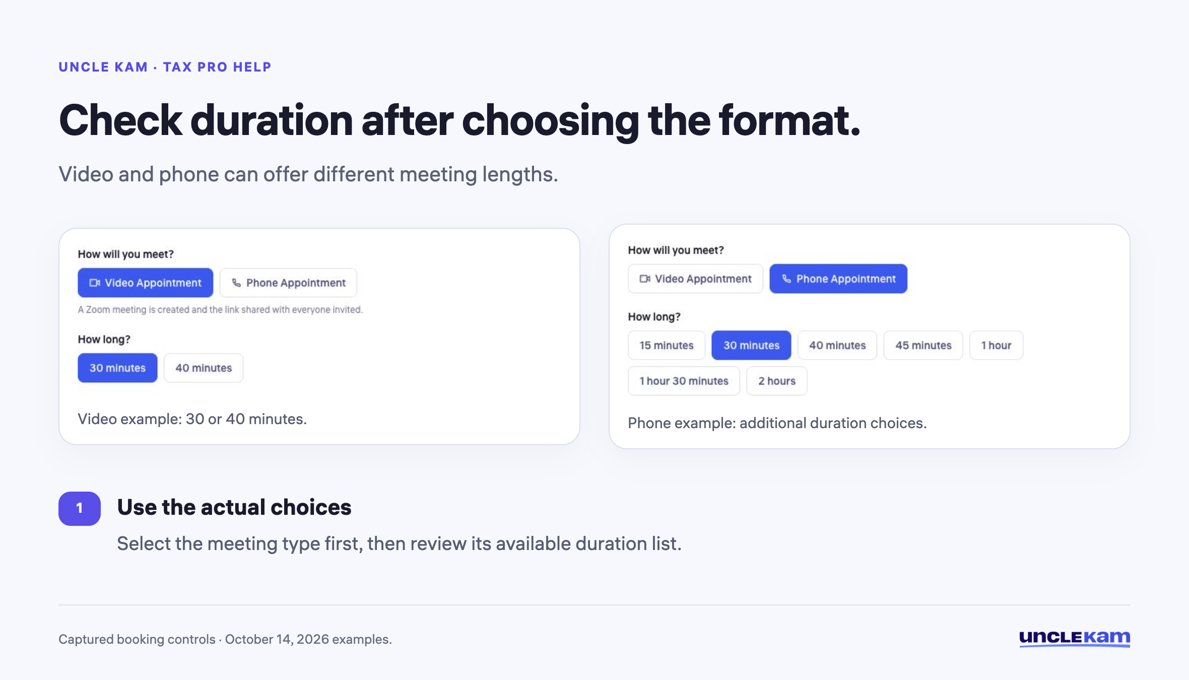 Check duration after choosing the format.