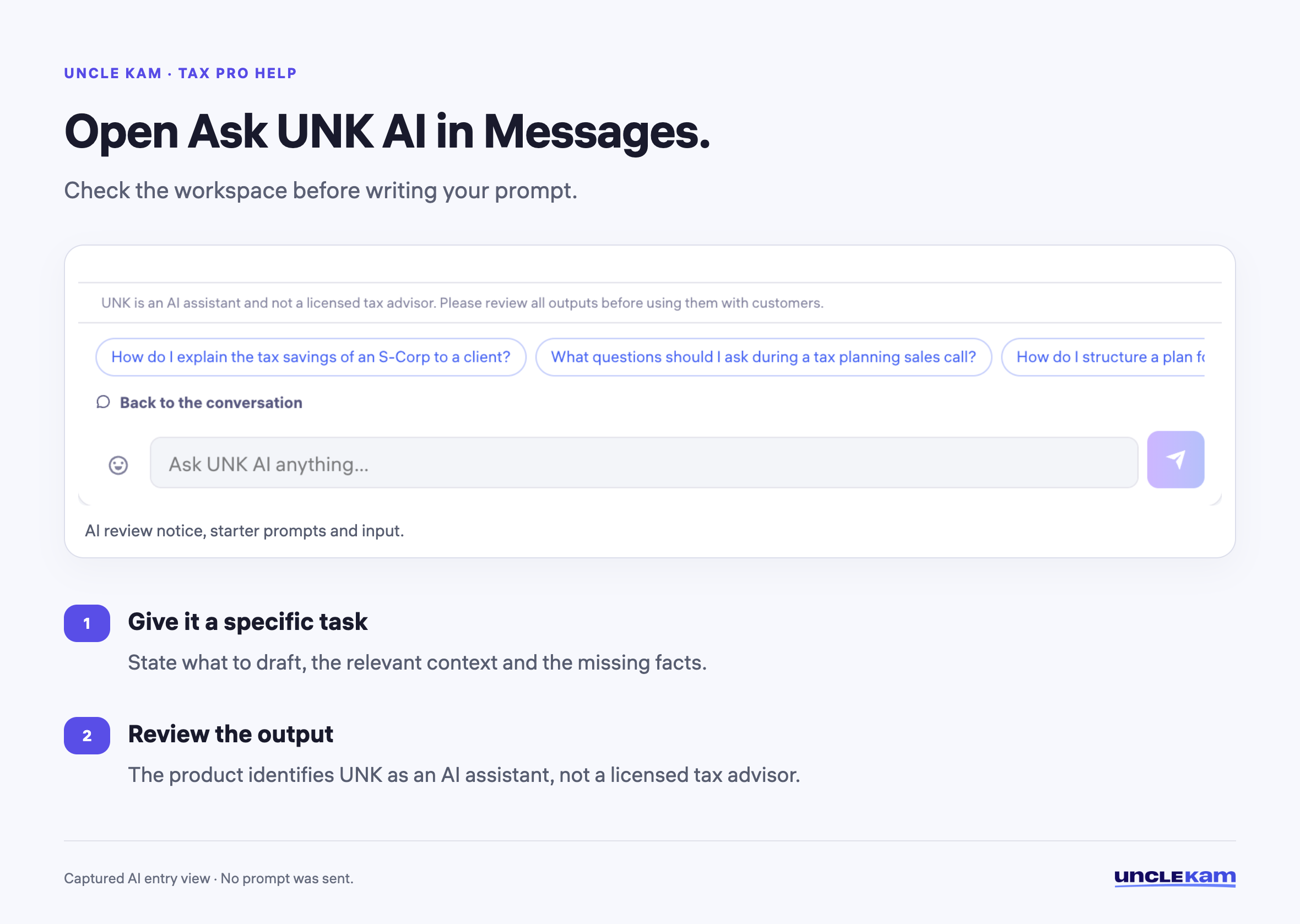 Open Ask UNK AI in Messages.