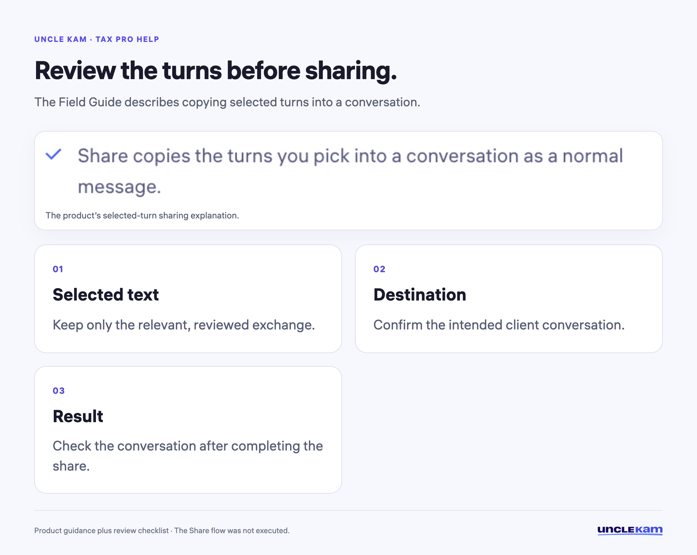 Review the turns before sharing.