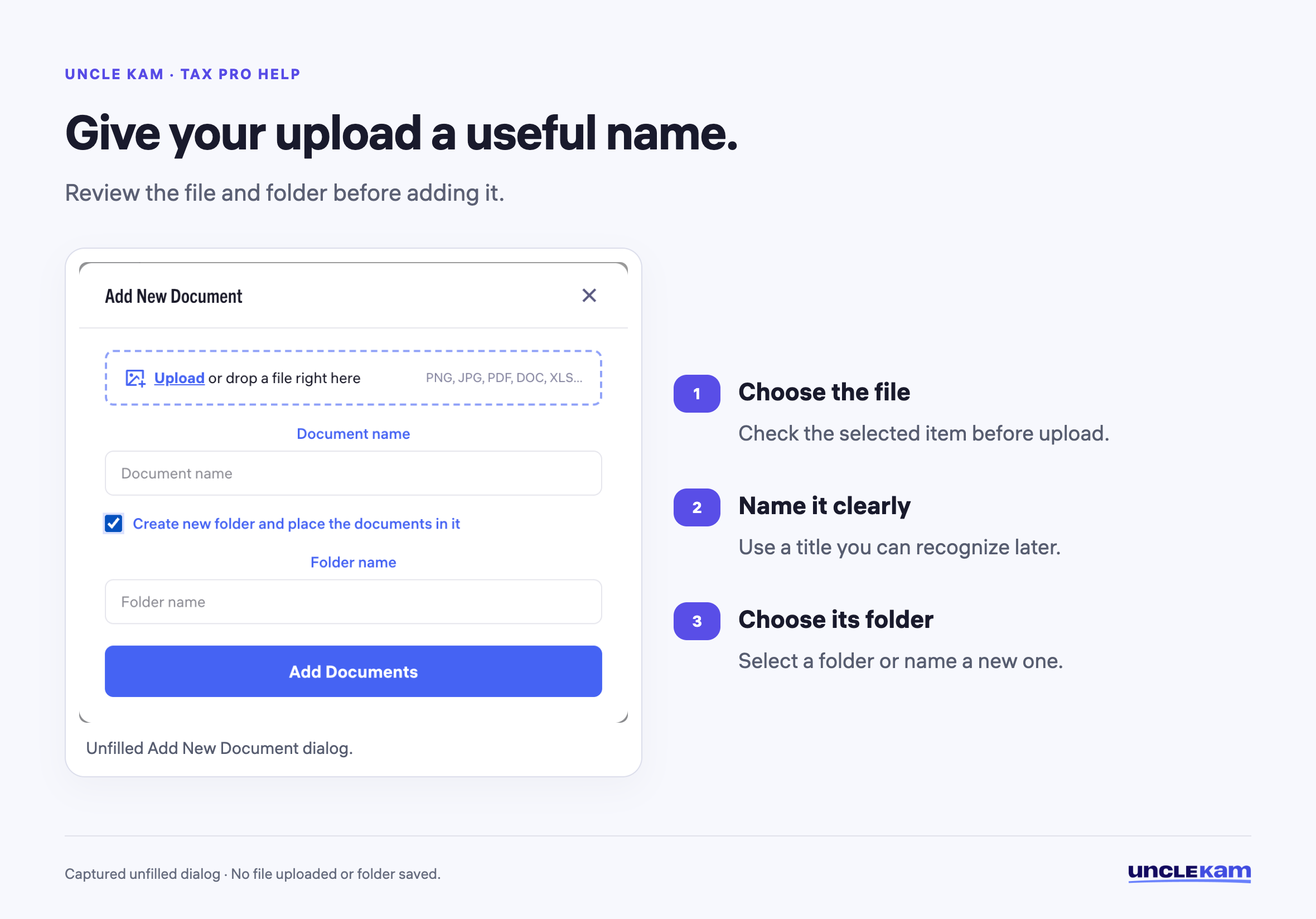 Give your upload a useful name.