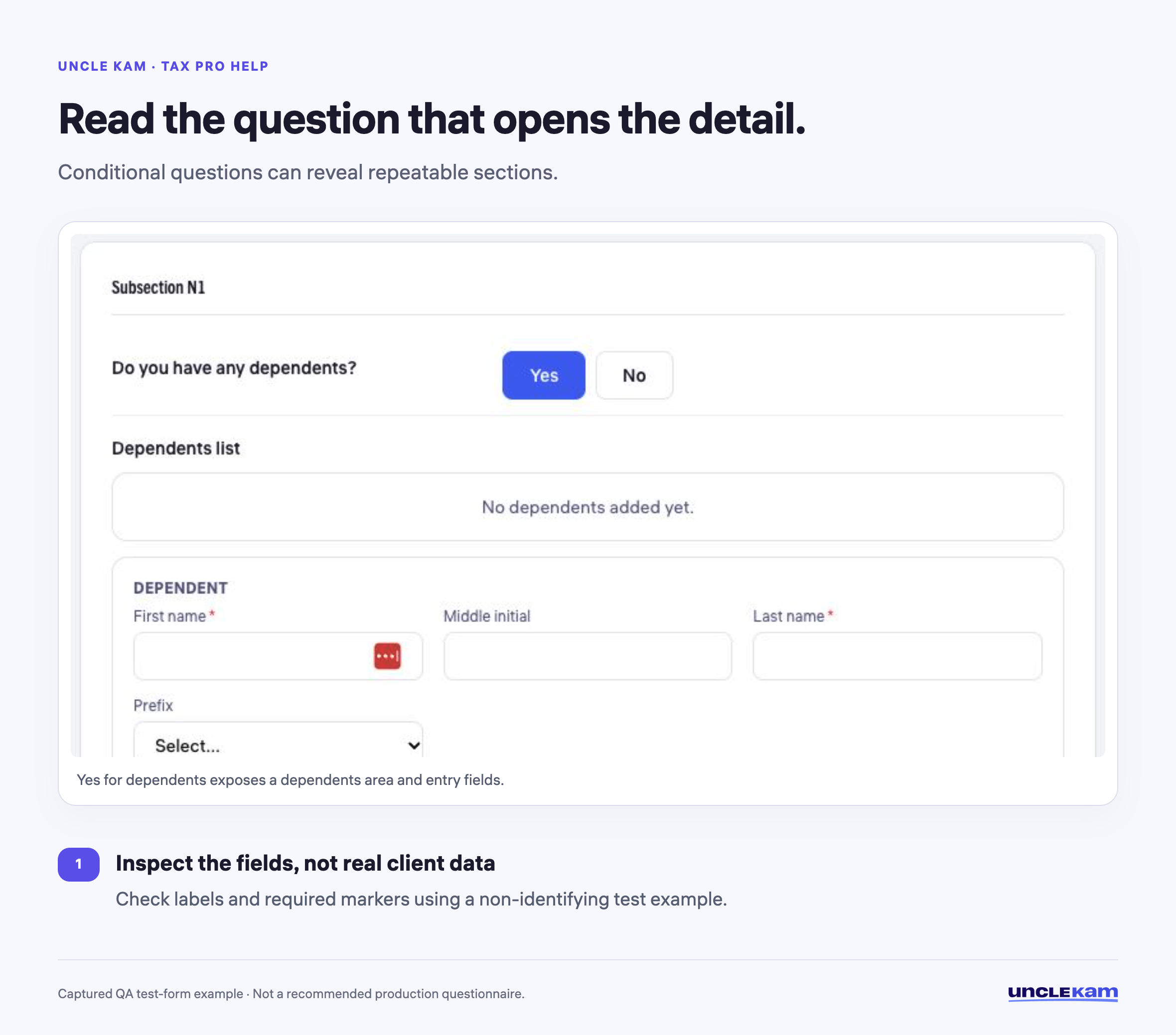 Read the question that opens the detail.
