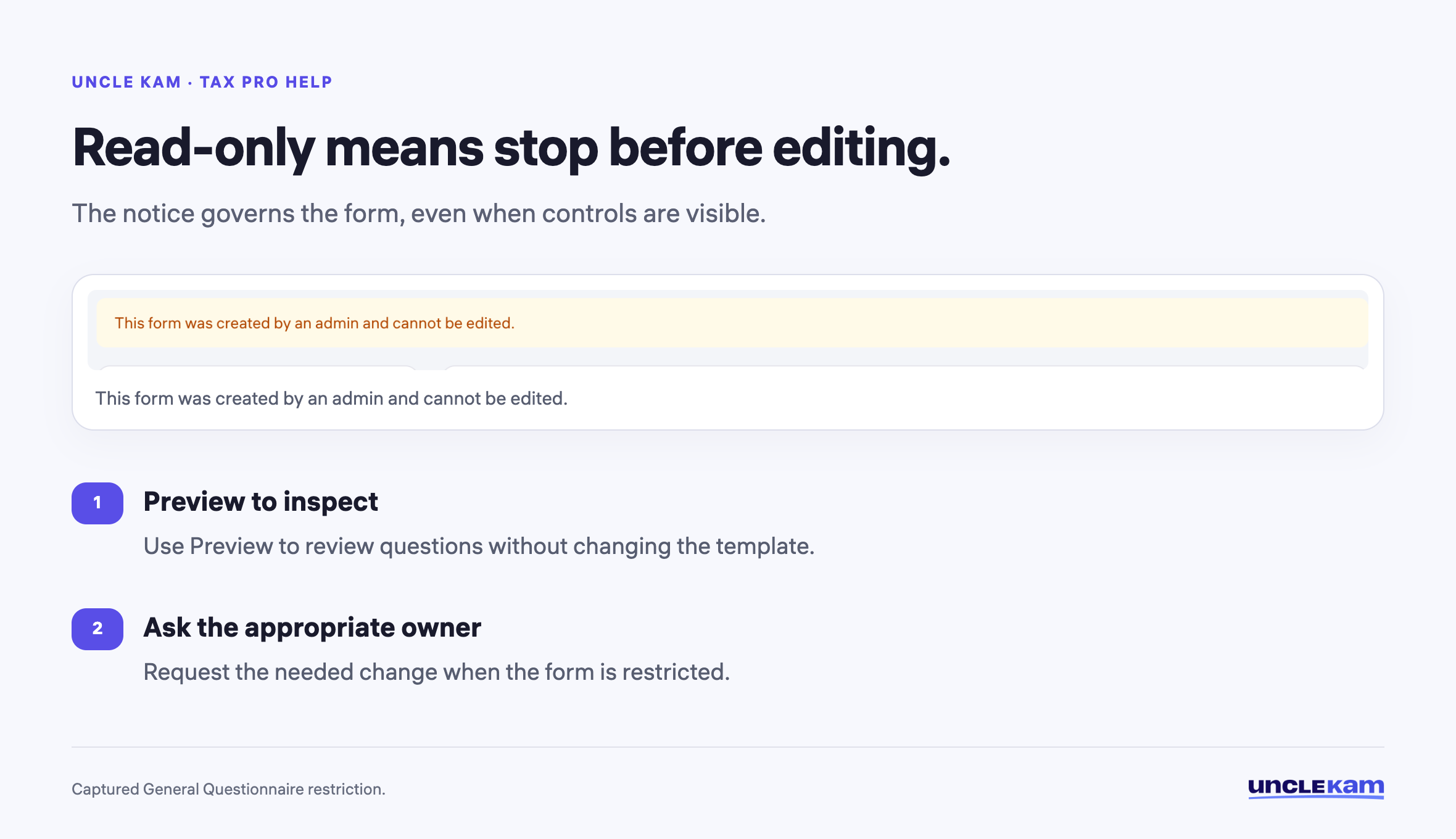 Read-only means stop before editing.