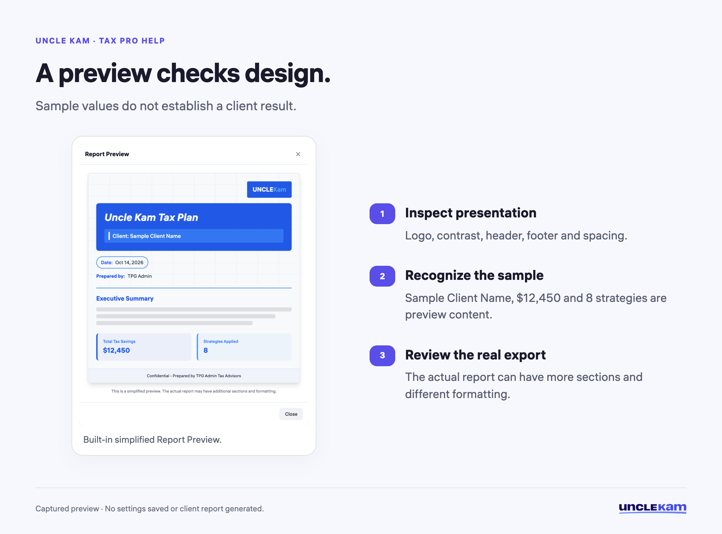 A preview checks design.