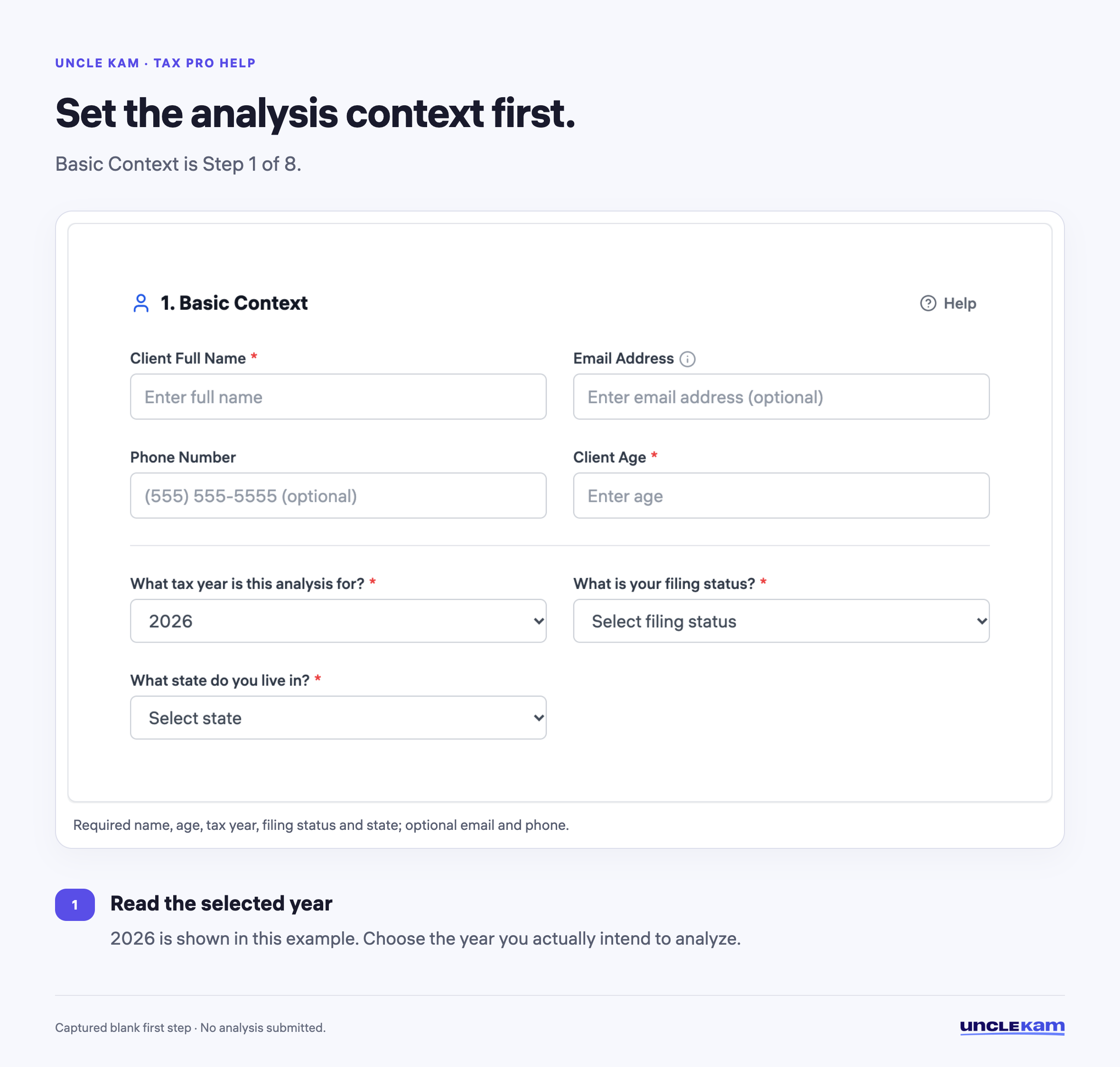 Set the analysis context first.