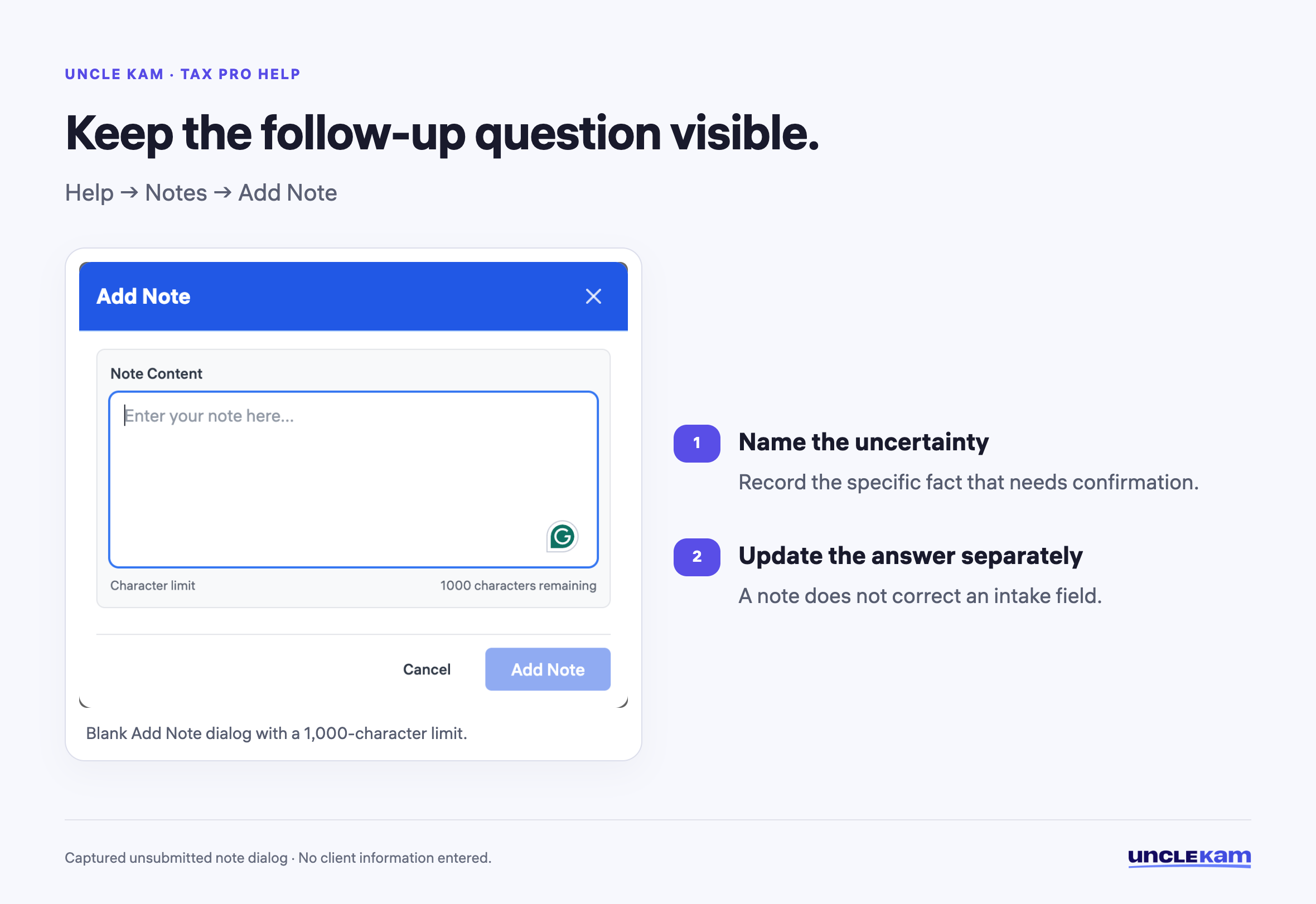 Keep the follow-up question visible.