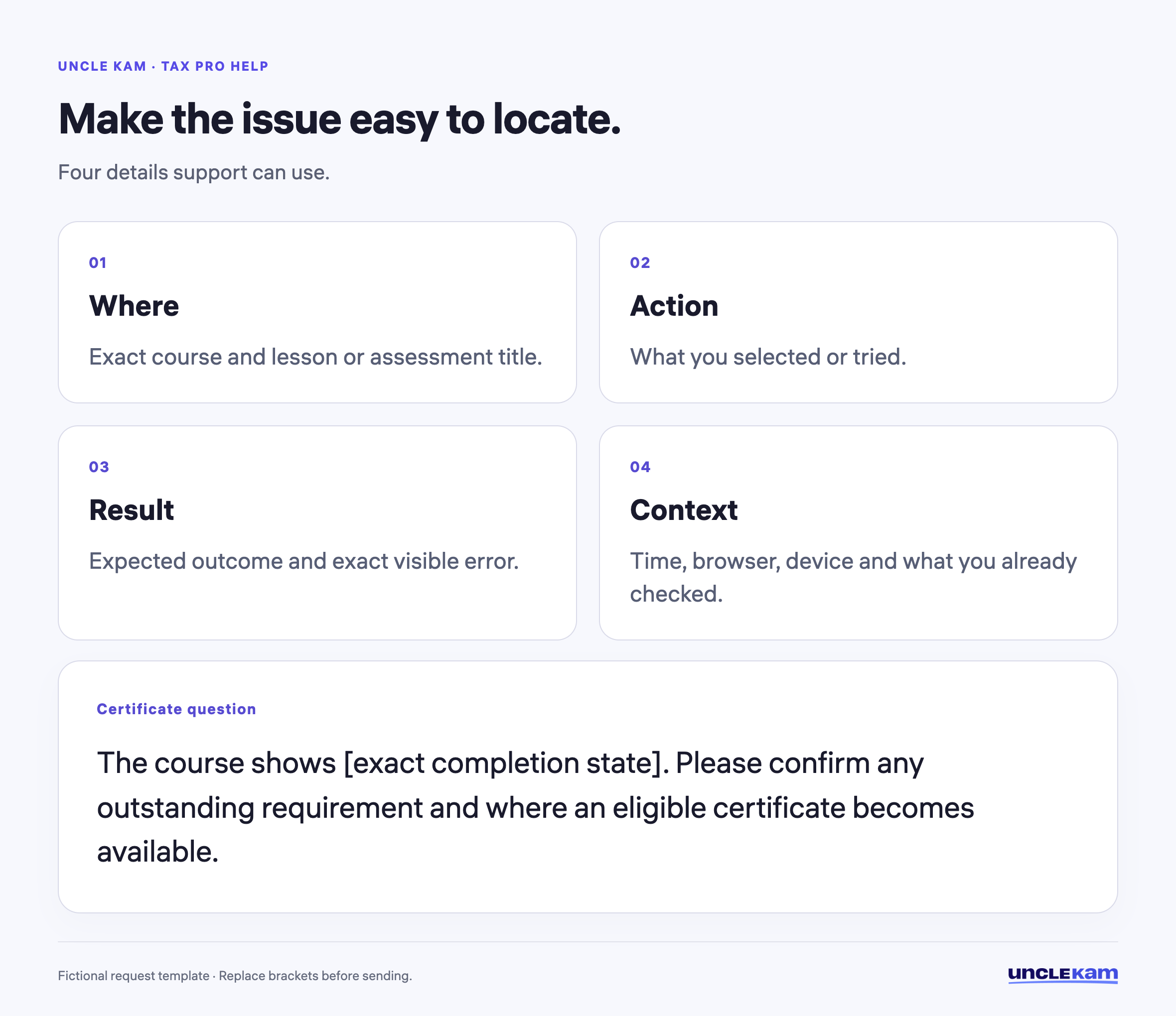 Make the issue easy to locate.