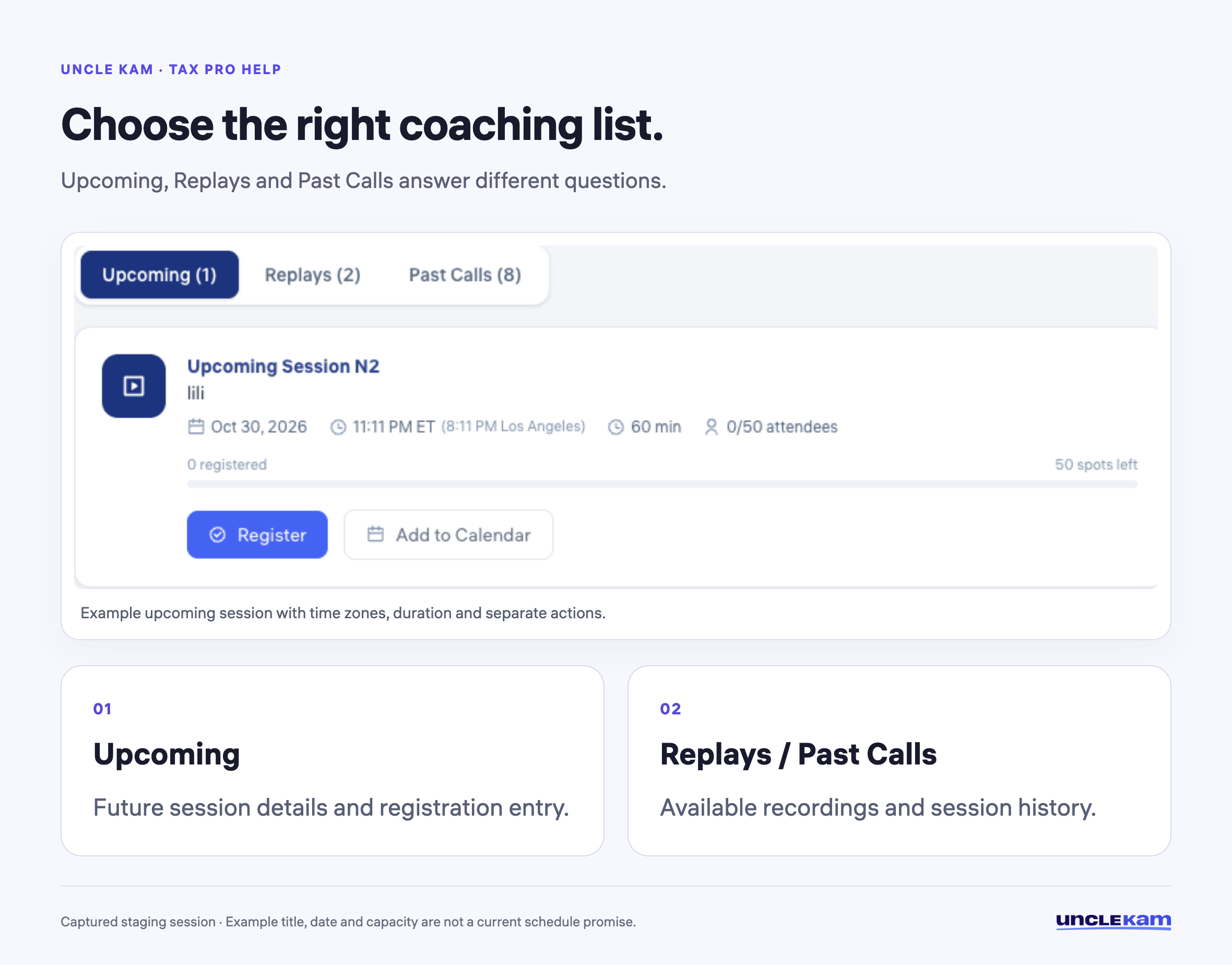 Choose the right coaching list.