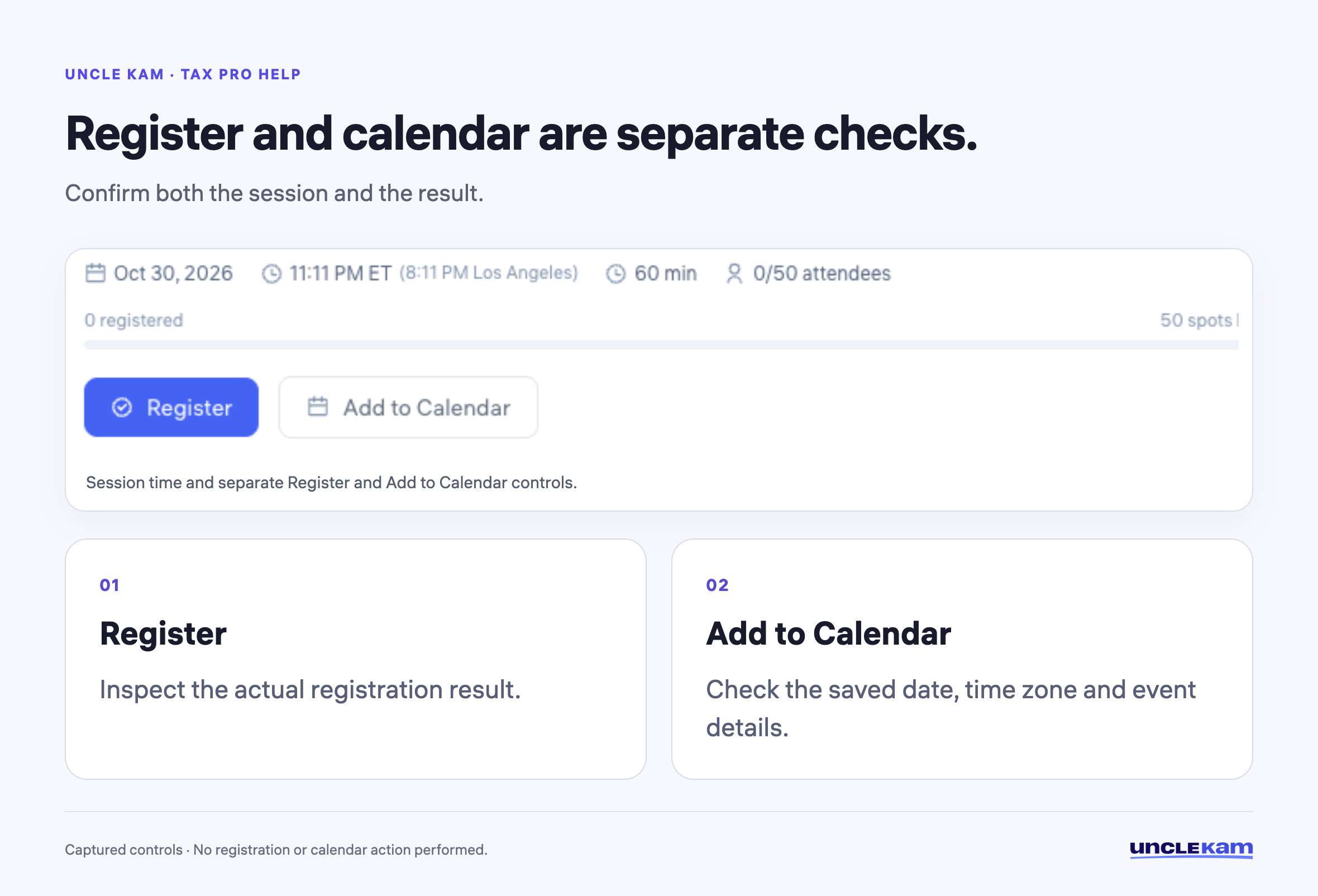 Register and calendar are separate checks.