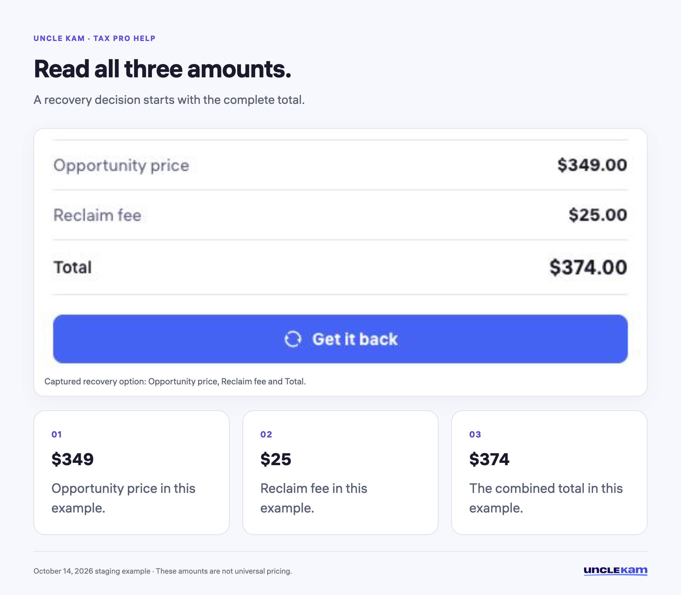 Read all three amounts.