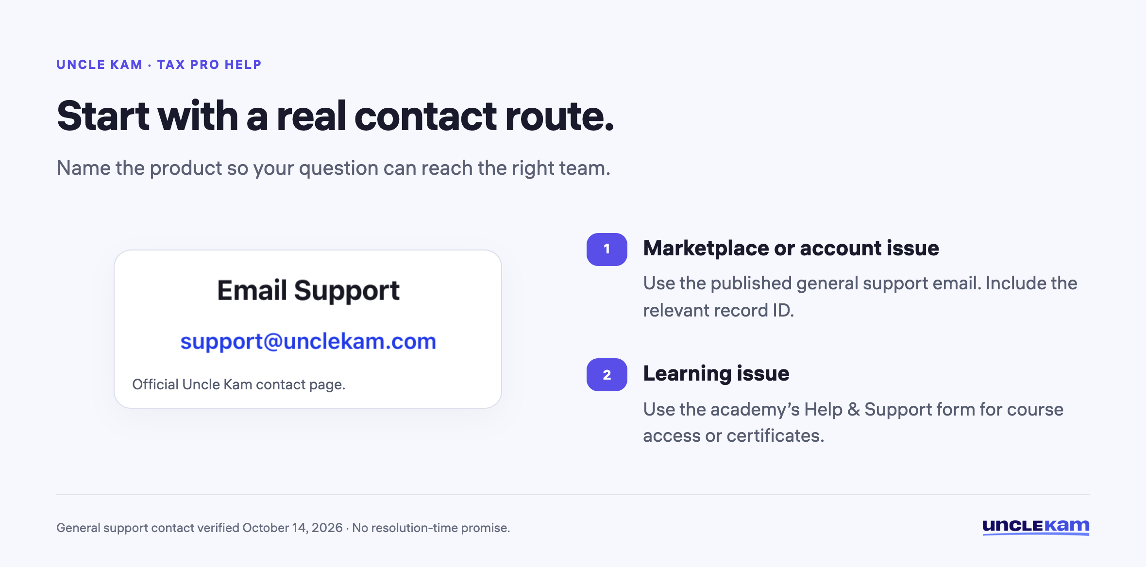 Start with a real contact route.
