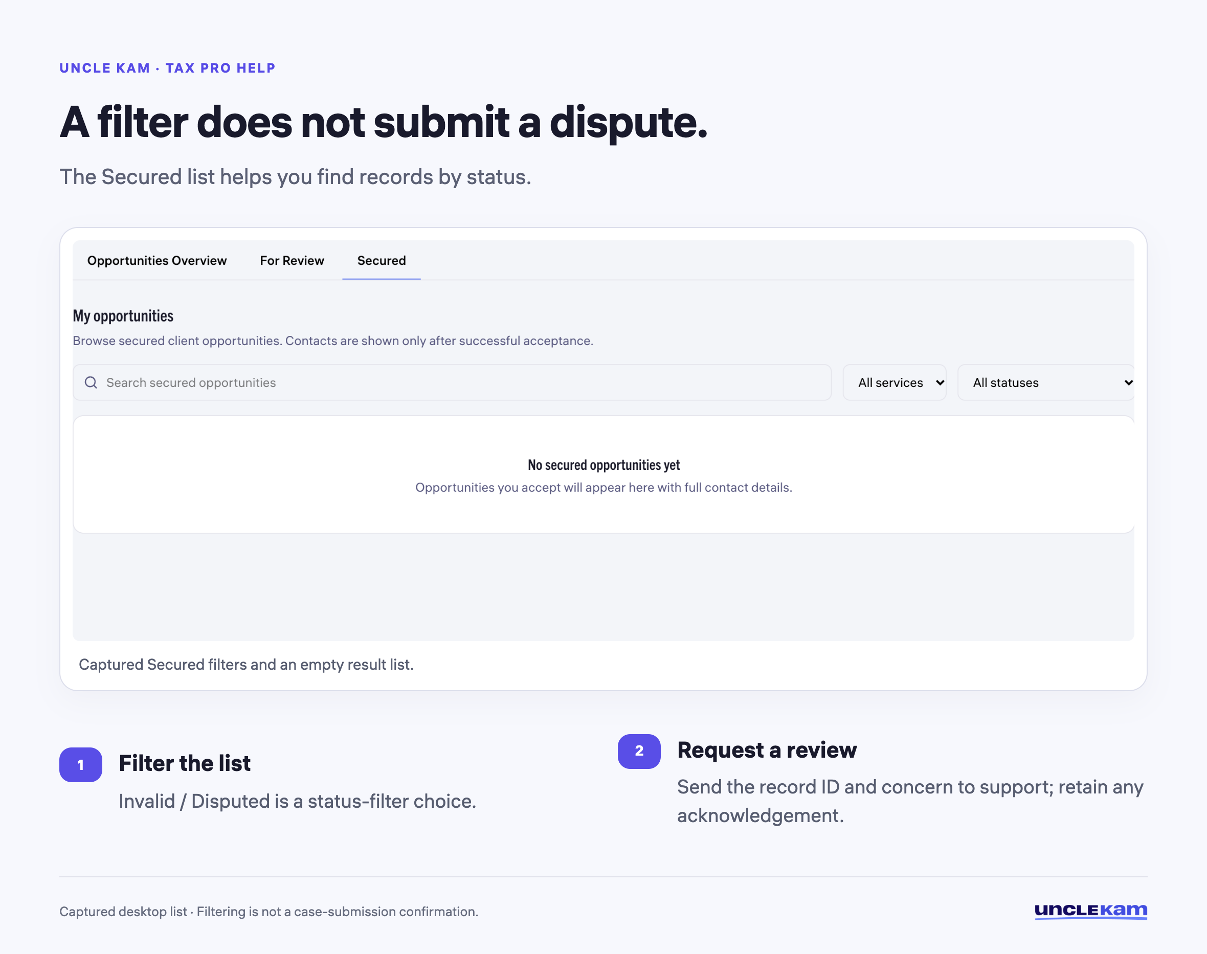 A filter does not submit a dispute.