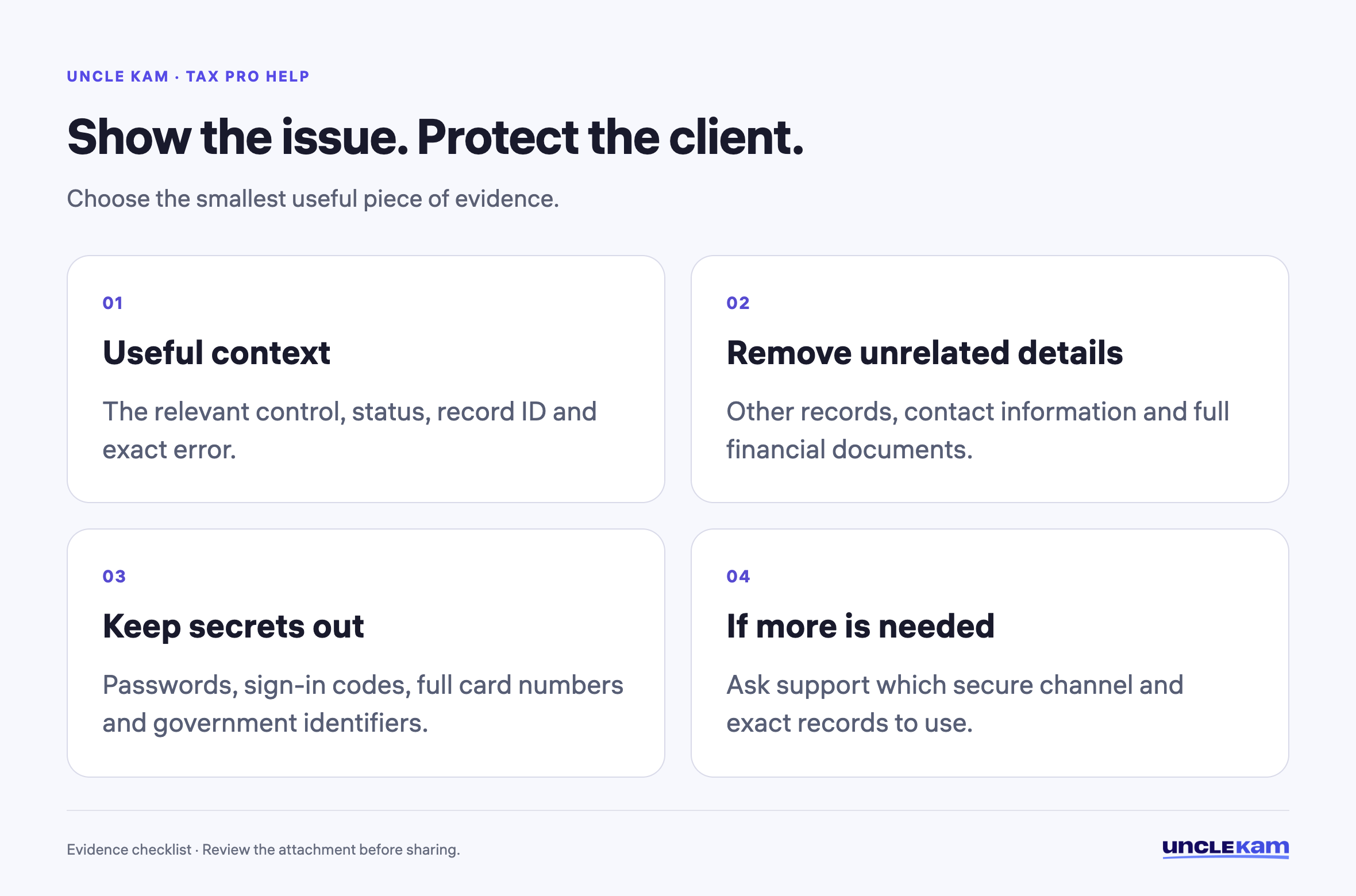 Show the issue. Protect the client.
