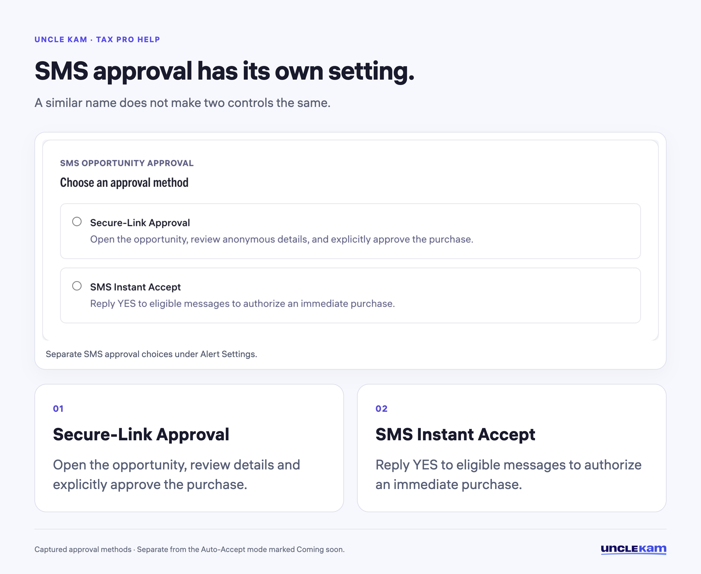 SMS approval has its own setting.