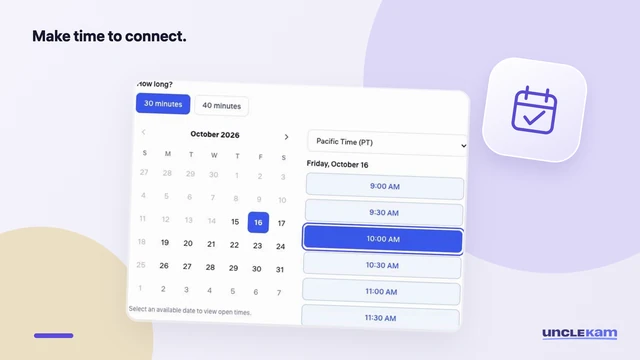 Book an appointment — illustrated preview using the recorded lesson.